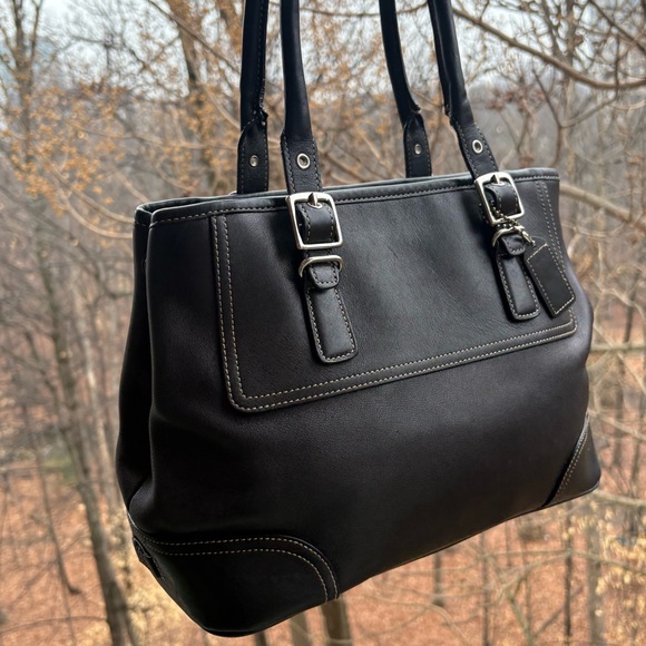 Vintage Coach Hampton Black Leather Carryall | Style 7555 | 2003 | Great Cond - Picture 2 of 11